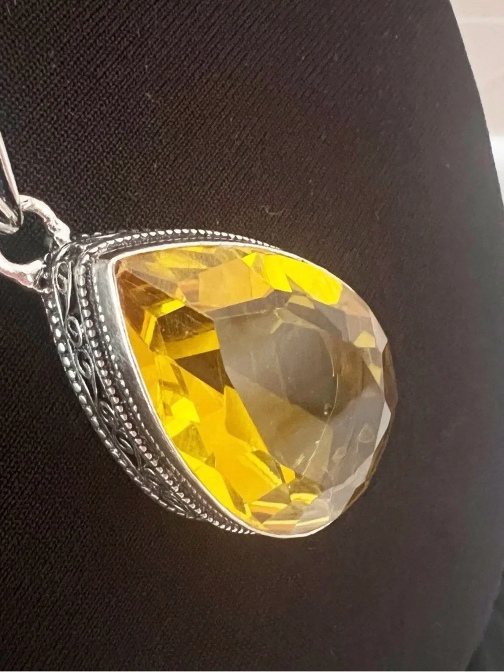 925 Sterling Silver Citrine Teardrop Necklace Gemstone Womens Jewelry